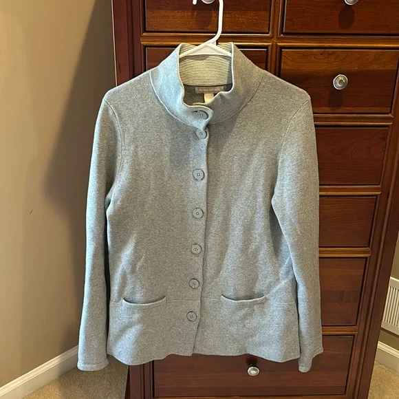 BananaRepublic women’s button down cardigan sweater, grey, size Large, 85% Pima - Picture 1 of 13